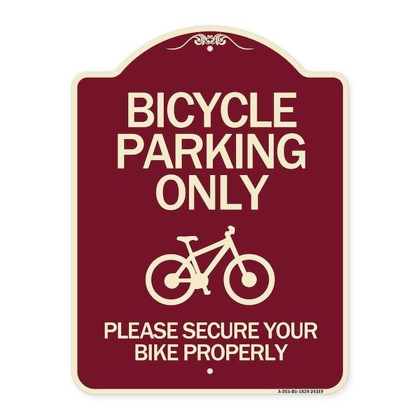 Bicycle Parking Please Secure Your Bike Properly Heavy-Gauge Aluminum Sign, 24" x 18", BU-1824-24319